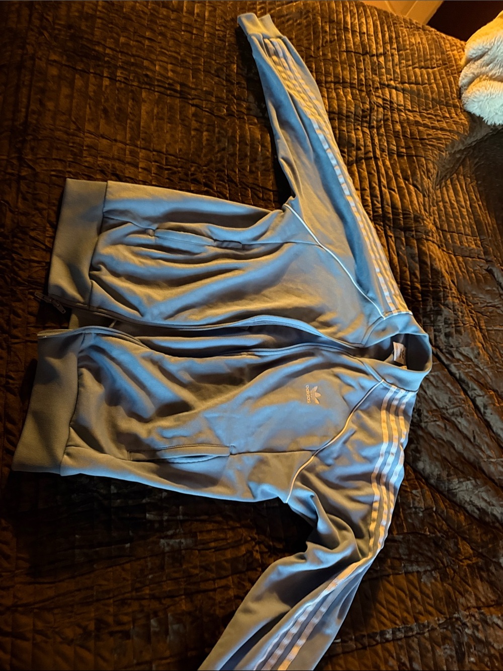 adidas Light Blue men’s  Track Jacket Top with White Stripes